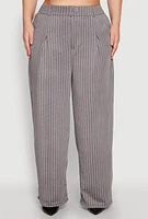 Womens Plus Size Striped Wide Leg Pants, Grey, Size 2X
