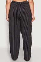 Womens Plus Size Striped Wide Leg Pants, Black, Size 3X