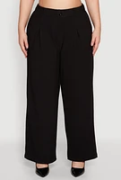Womens Plus High Waist Wide Leg Trousers,