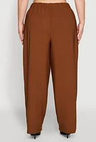 Womens Plus Size High Waist Wide Leg Trousers, Brown, Size 3X