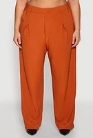 Womens Plus Size High Waist Wide Leg Trousers, Orange, Size 2X