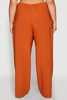 Womens Plus High Waist Wide Leg Trousers,