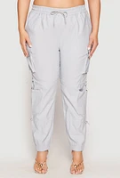 Womens Plus Size Poplin Toggle Drawstring Detail Joggers, Grey, Size 2X