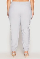 Womens Plus Size Poplin Toggle Drawstring Detail Joggers, Grey, Size 2X