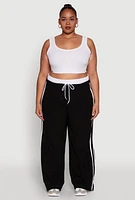 Womens Plus Stylish Active Pant with Contrast Trim and Varsity Stripes, 1X