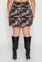 Womens Plus Camo Cargo Mini Skirt, Multi,