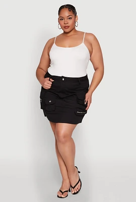 Womens Plus Multi Cargo Pocket Mini Skirt,