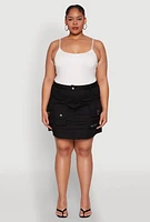 Womens Plus Multi Cargo Pocket Mini Skirt,