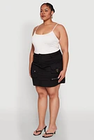 Womens Plus Multi Cargo Pocket Mini Skirt, 3X
