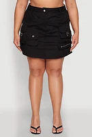 Womens Plus Multi Cargo Pocket Mini Skirt,