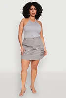 Womens Plus Multi Cargo Pocket Mini Skirt, 3X