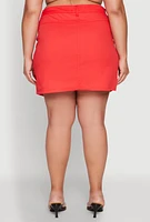 Womens Plus Size Multi Cargo Pocket Mini Skirt, Red, Size 1X
