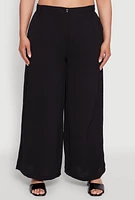 Womens Plus Chic Crepe Knit High Waisted Pants,