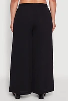 Womens Plus Chic Crepe Knit High Waisted Pants,