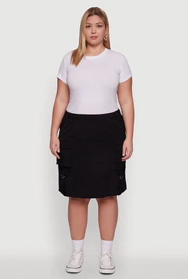 Womens Plus Nylon Pull On Utility Skirt with Elastic Waist, 3X