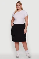 Womens Plus Nylon Pull On Utility Skirt with Elastic Waist, 3X