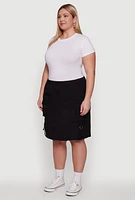 Womens Plus Nylon Pull On Utility Skirt with Elastic Waist, 3X