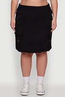 Womens Plus Nylon Pull On Utility Skirt with Elastic Waist, 3X