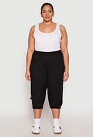 Womens Plus Poplin Pull On Capri Pants, 3X