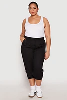 Womens Plus Poplin Pull On Capri Pants, 3X