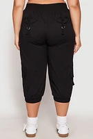 Womens Plus Poplin Pull On Capri Pants, 3X