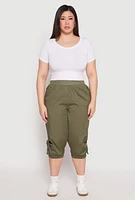 Womens Plus Poplin Pull On Capri Pants,