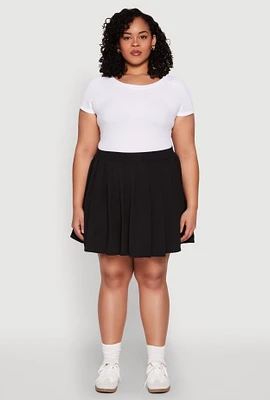 Womens Plus High Waisted Active Pleated Skirt,
