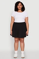 Womens Plus High Waisted Active Pleated Skirt,