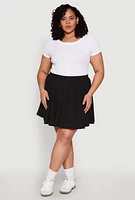 Womens Plus High Waisted Active Pleated Skirt,