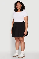 Womens Plus High Waisted Active Pleated Skirt,