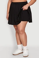 Womens Plus High Waisted Active Pleated Skirt,