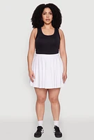 Womens Plus Size High Waisted Active Pleated Skirt, White, Size 1X