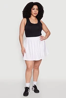 Womens Plus Size High Waisted Active Pleated Skirt, White, Size 1X