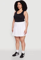 Womens Plus Size High Waisted Active Pleated Skirt, White, Size 1X