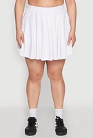 Womens Plus Size High Waisted Active Pleated Skirt, White, Size 1X