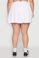 Womens Plus Size High Waisted Active Pleated Skirt, White, Size 1X
