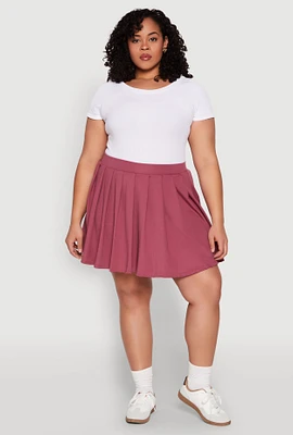 Womens Plus Size High Waisted Active Pleated Skirt, Pink, Size 2X