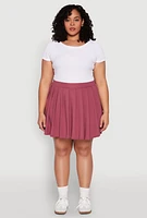 Womens Plus Size High Waisted Active Pleated Skirt, Pink, Size 2X