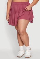 Womens Plus Size High Waisted Active Pleated Skirt, Pink, Size 2X