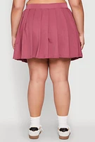 Womens Plus Size High Waisted Active Pleated Skirt, Pink, Size 2X
