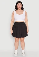 Womens Plus High Waist Pleated Tennis Skirt,