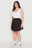 Womens Plus High Waist Pleated Tennis Skirt,