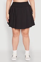 Womens Plus High Waist Pleated Tennis Skirt,