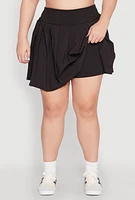 Womens Plus High Waist Pleated Tennis Skirt,