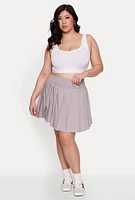Womens Plus High Waist Pleated Tennis Skirt, 2X