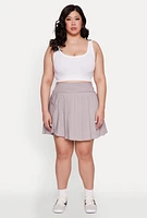 Womens Plus High Waist Pleated Tennis Skirt, 2X
