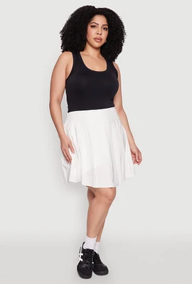Womens Plus High Waist Pleated Tennis Skirt,