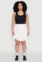 Womens Plus Size High Waist Pleated Tennis Skirt, , Size 1X