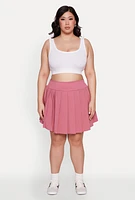 Womens Plus High Waist Pleated Tennis Skirt, Pink,