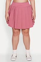 Womens Plus High Waist Pleated Tennis Skirt, Pink,